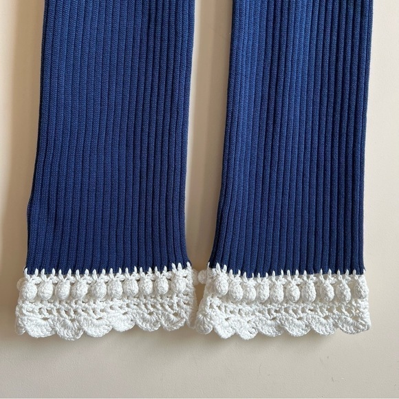Staud Knit Pants with Crochet Trim in Navy - Picture 8 of 15